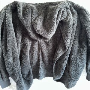 Hooded charcoal fuzzy jacket